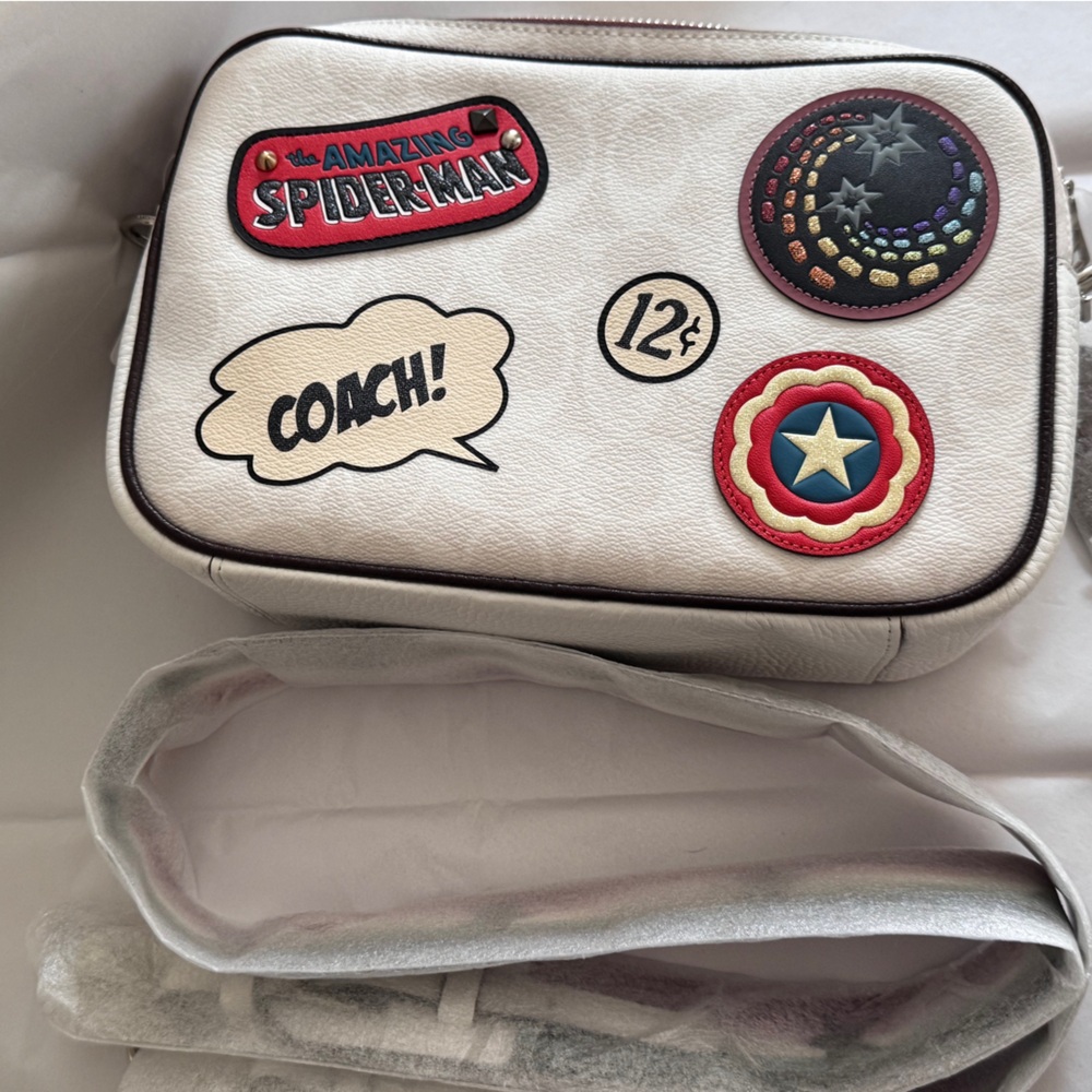New Disney Coach Marvel Superhero Leather Crossbody Comic Patches